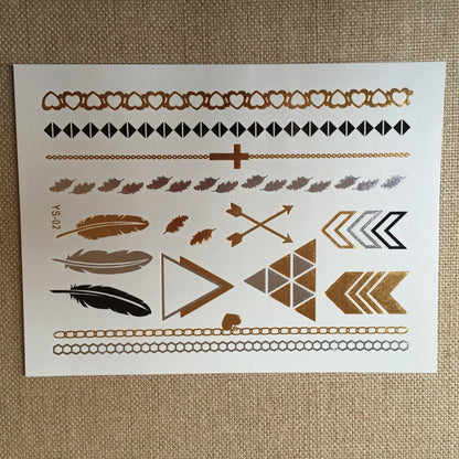 Metallic Temporary Tattoos ~ Black, Silver and Gold