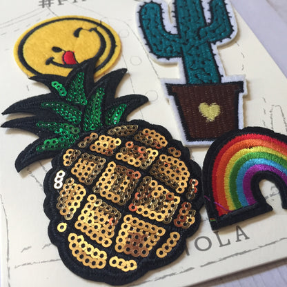 Iron-On Patches :: Emoji, Cactus, Pineapple, Rainbow