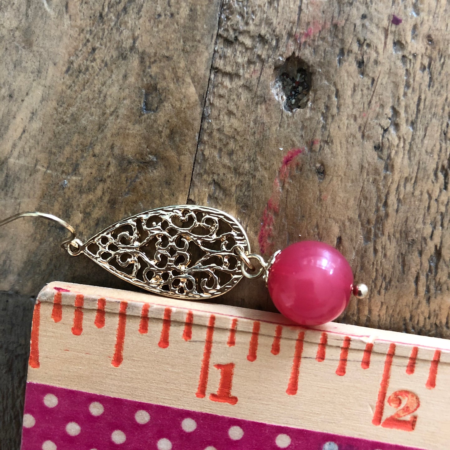 Pink and Gold Bubble Gum Drop Earrings