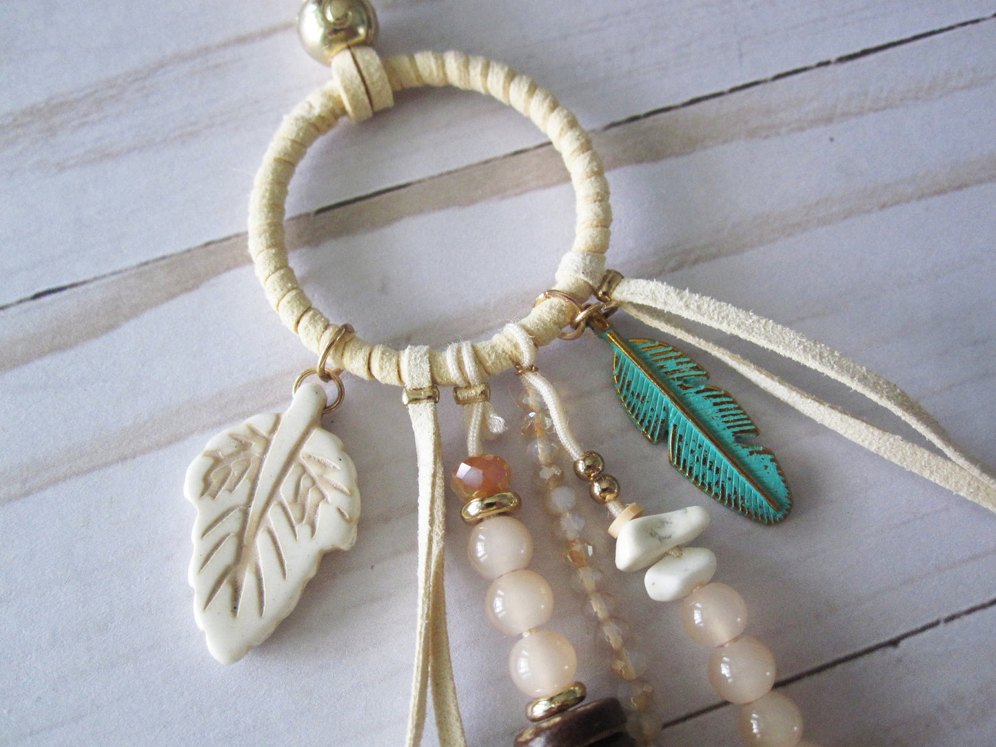 Ivory Tassel and Feather Necklace - Extra long