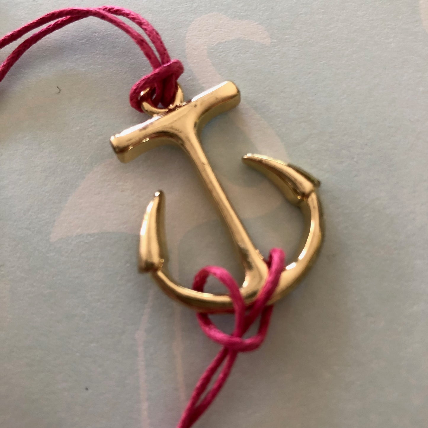Pink Anchor Slider Hemp Charm Bracelet Macrame