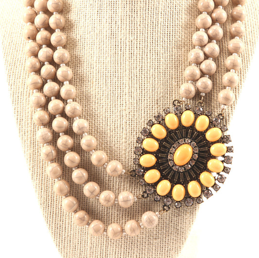 Southwest Statement Necklace ~ Oatmeal and Apricot