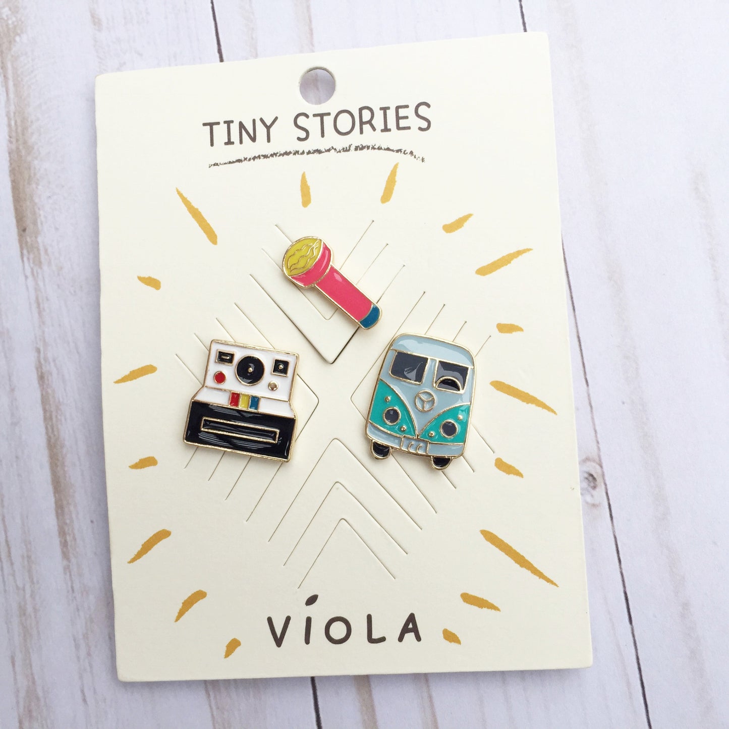 Flair Pins :: Retro Camera, Microphone and VW Bus
