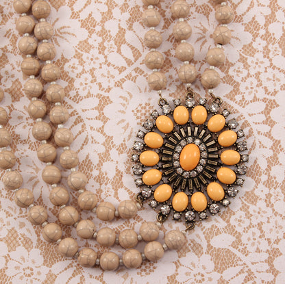 Southwest Statement Necklace ~ Oatmeal and Apricot