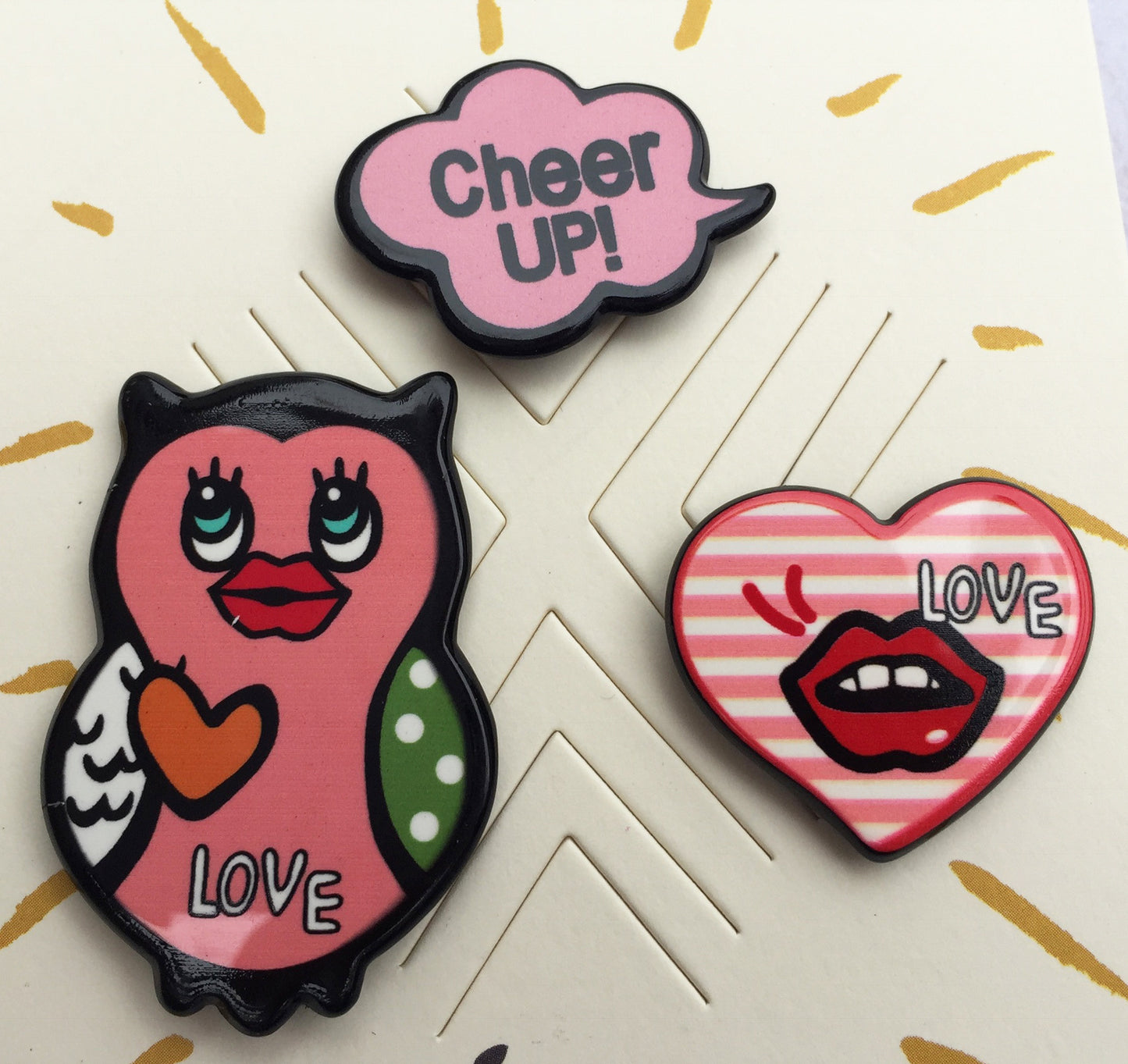Flair Pins :: Owl, Kiss Heart, Cheer UP!