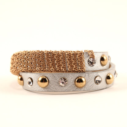 Chain and Studded Wrap Bracelet ~ Silver and Gold