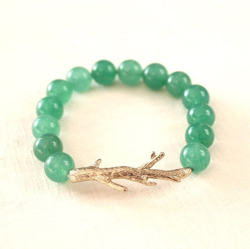Branch Bracelet ~ Emerald Green and Gold