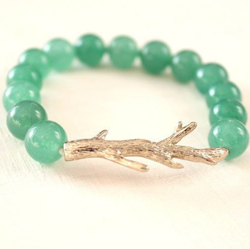 Branch Bracelet ~ Emerald Green and Gold